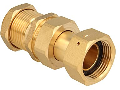 JS Wasserzähler-Verschraubung mit Schiebestück - 1 1/4 Zoll ÜWM x 1 1/2 Zoll AG, Messing blank - JS22053400202