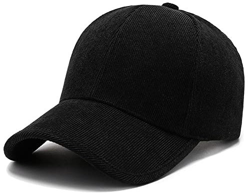 Ciamlir Basecap Herren Army Green Cord Baseball Cap Für Männer Frauen Solid Color Snapback Hip Hop Caps Bone Trucker Hat, Schwarz, 56-60Cm