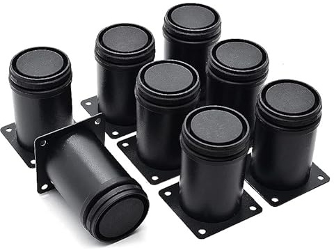 Masendelk 3 Inch Metal Furniture Legs Stainless Steel Adjustable Legs Black Metal Legs Round Cabinet Legs for Coffee Table Cabinet Desk Sofa Shelves, Pack of 8