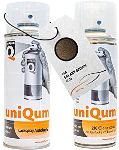 UniQum Autolack + Klarlack 2K Spraydose für KIA GALAXY BROWN K7N Autolack Reparatur 2 x 400 ml