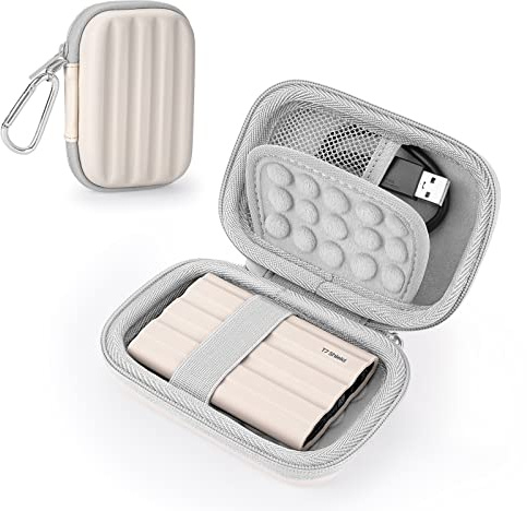 YINKE Custodia Rigida per Samsung Memorie T7 Shield/ T9 / T7 / T7 Touch SSD Esterno Portatile da 1T 2T 500 GB, USB 3.2, Hard Disk SSD Esterno Guscio Rigido Borsa da Viaggio (White)