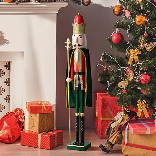 King Cascanueces Navidad 42 pulgadas H decoración de cascanueces de madera tamaño grande Navidad bienvenida cascanueces King decoración decoración - interior y exterior