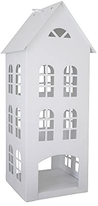 Laterne White Home weiß Haus aus Metall H45cm Dekohaus