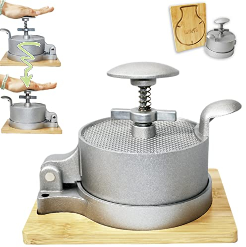 laffeya Hamburger Press Patty Maker, Patty Press & Wood Stand, Patty Makers, Adjustable Spring Burger Press, Push Plunger Hamburger Press (Spring Burger Press)