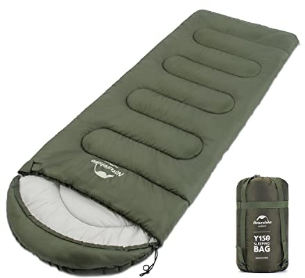 Naturehike Y150L Sacco a pelo da campeggio, leggero, impermeabile, portatile, giuntabile, per adulti, 3 stagioni, escursionismo, zaino in spalla, esterno e interno, con sacco portaoggetti (verde