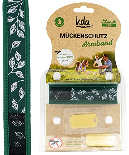 kda Mückenschutzarmbänder für Erwachsene - Sicherer Mückenschutz - Rot & Grün Klassik Design - Nylon Camping Urlaub Sommer Must Have DEET frei (grün)