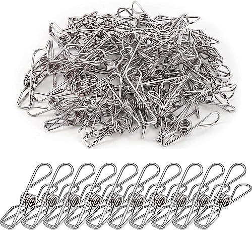 50 Pièces Pince à Linge INOX, Clips Utilitaires en Fil Métallique, Pinces à Linge Multifonctions pour Vêtements, Adaptés pour Couper des Chaussettes, des Vêtements, des Documents, des Collations