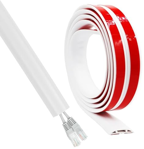 Kabelkanal Selbstklebend Boden Kabelbrücke 3M Fussboden Kabelkanal Flexibler PVC Bodenkabelschutz, Kabelabdeckung zum Büro, Konzert usw, Kabelschutz und Verhinderung von Stolperfallen (3M, Weiß)