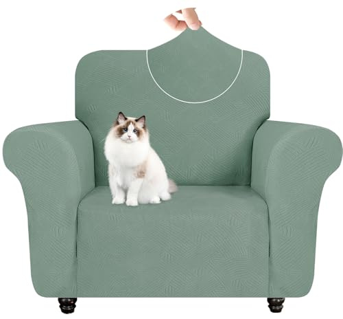 YSTELLAA Stretch Sesselschoner 1 Sitzer, Elastisch Sofa Überzug, Sofabezug Mit Armlehnen, Sofaschoner rutschfest, Universal Sofa Cover, Couchüberzüge Sofahusse Für Katze Hund, Hellgrün