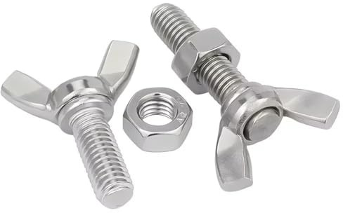 SYDARSYN M4x40mm Vis Papillon Boulons à Ailettes en Acier Inoxydable Vis à Oreilles à Main avec Écrous Hexagonaux (10 pcs)