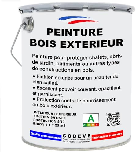 Peinture Bois Exterieur - Codeve Bois/RAL 6011 - Vert réséda - 5L - Intérieur/extérieur - Extérieures Pour La Protection D'un Chalet, Abri, Garage, Cabane.
