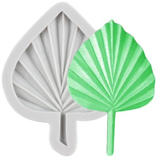 MINFEIDMS Fan Leaf Silicone Mould Fan Palm Leaf Fondant Mould Fan Palm Boho Leaf Flower Chocolate Moulds Tropical Leaf Candy Mould for Sugar Cake Decorating Cupcake Topper Gum Paste Polymer Clay