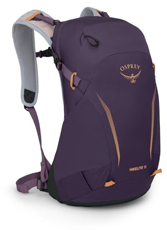 Osprey Hikelite Unisex Rucksack, 26L, Purple Ink/Purple Dusk/Cheddar Orange, O/S