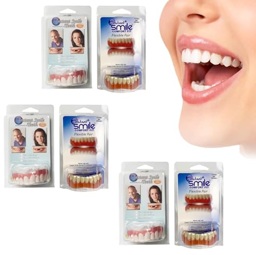 Weiches Gebiss Reline Kit, Falsche Zähne Set, Weiches Gebiss Reline Kit, Silikon Falsche Zähne oben unten, Snap On Soft Denture Reliner Kit für Ober- und Unterkiefergebiss (3PCS)