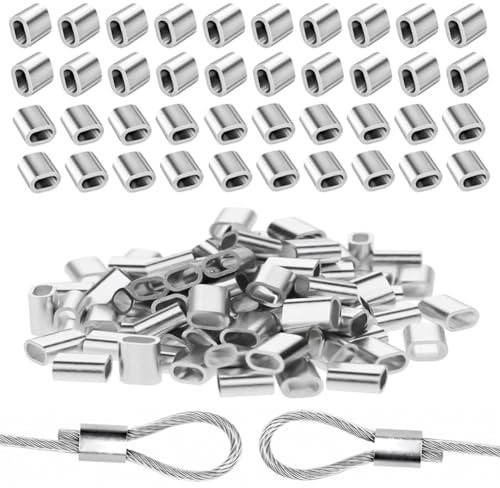 400 Stück M2 Aluminiumhülsen Drahtseilhülsen Drahtseilklemme für 2mm Seil