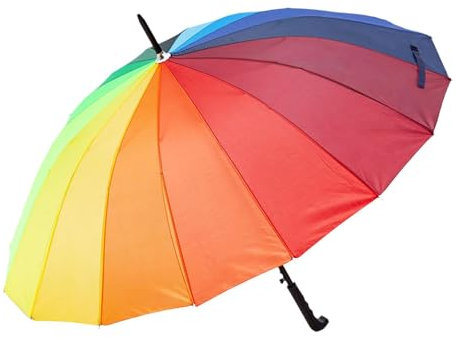 kowaku Stockschirm Automatik-Öffnungsschirm Robuster wetterfester Regenbogenschirm