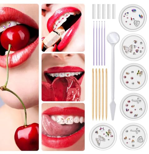 lyanny Kit de gemas para dientes,Kit de gemas para dientes,Kit profesional de gemas dentales - Kit de gemas de dientes de moda para decoración de dientes, kit de joyas de dientes de cristales para