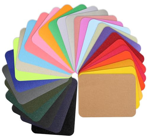 28 Stück Bügelflicken Selbstklebend Quadratisch zum Aufbügeln für Jeans Bunte Kinder Flicken zum Aufbügeln für Kleidung Hosen Hemden Jacken Jeans Reparatur und Dekoration 9,5 x 12,5 cm