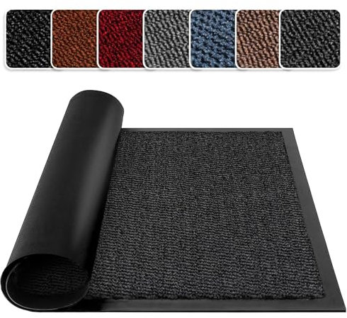 SG Traders Washable Door Mats- Non-Slip Rubber Backed Doormats Indoor & Outdoor - Highly Absorbent Door Mats, Floor Mat, Kitchen Mat, Perfect Dust Grabbing Doormats Dirt Trapper (40x60cm-Anthracite)