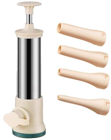 Sausage Stuffer Machine - Filling Machine Meat Filler Sausage Stuffer | Manual Stainless Steel Sausage Machine, Sausage Stuffing Equipment, Sausage Filling Tool With 4 Stuffing Tubes, Kitchen Supplies