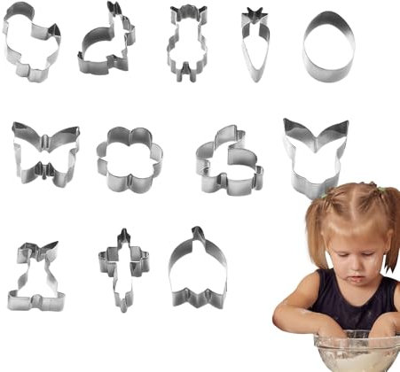 Easter, Easter Cookie Cutter Set | Bunny Butterfly Carrot Egg Molds Easter Stainless Steel Fondant Molds | 12x Cake Molds Easter Cake Mold Easy to Take Out and Cut for Cake Making,