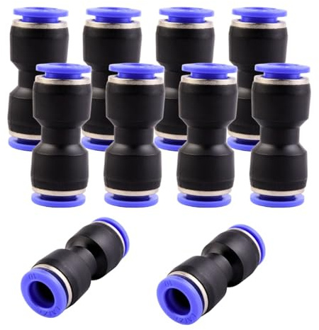 10 Stück 10mm Pneumatikverbinder Pneumatik Steckverbinder Push In Schnellkupplung Pneumatic Straight 10mm Schnellkupplungen Pneumatik-Werkzeuge für Druckluft Schnellsteckverbinde