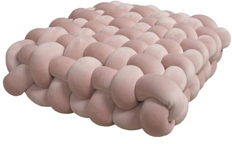 Handgefertigtes gewebtes Knotenkissen, quadratisch, für Heimdekoration, Wohnzimmer und Schlafzimmer, einfarbig, hell, luxuriöser Stil, 230 x 33 x 12 cm, Rosa