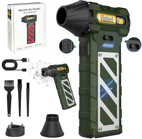 Electric Air Duster-Compressed Air Duster,60mph Wind Stepless Speed Canned Air for PC/Computer/Blaster/Electronics/Home Cleaning, 150000RPM Air Blower to Spray Air Can Dust Off Keyboard Cleaner(Green)