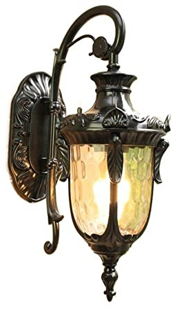 CHCWR Lumo Appeso Vintage Esterno Giardino di Lusso da Parete Europeo Parete Leggero casa Parete Lanterna Impermeabile in Campagna Esterno Porte del Balcone Villa Elegante, Nero