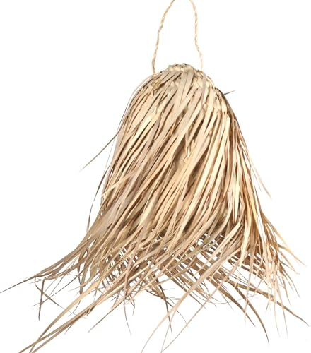 Bohome Living - Suspension Luminaire Bohème Chic, Plafonnier en Palme Naturelle, Suspension en Paille, Fait main (XXS : 20cm)