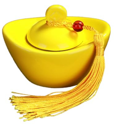 TOPPERFUN Vintage Ceramic Tea Canister Porcelain Tea Jar Golden Ingot Design for Travel and Home Use