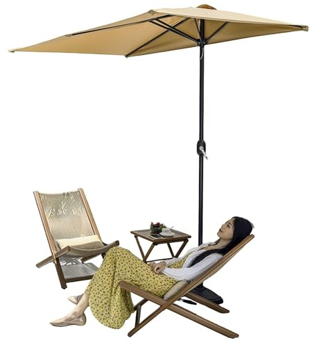 Set di ombrelloni da parete per esterni, con protezione UV, manovella regolabile, base ad acqua, tavolo e 2 sedie per balcone, giardino, terrazza, bar