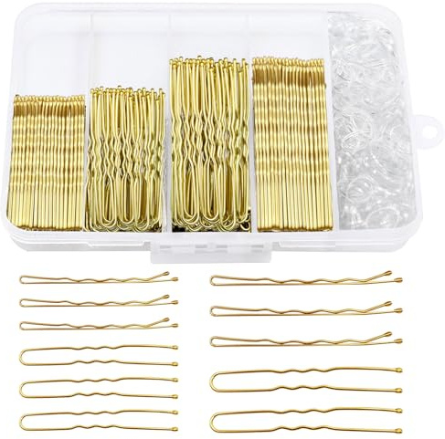 Primasage 300 Pièces Epingle à Cheveux, Pince Chignon avec Bandeau Transparent, Invisible Cheveux Convient à la Coiffure Quotidienne des Femmes et des Filles (Or)