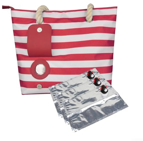 Rafraîchisseur de vin portable pour l'extérieur, design isolé, peut accueillir deux bouteilles, pour la plage et les sorties de pique-nique (rouge)