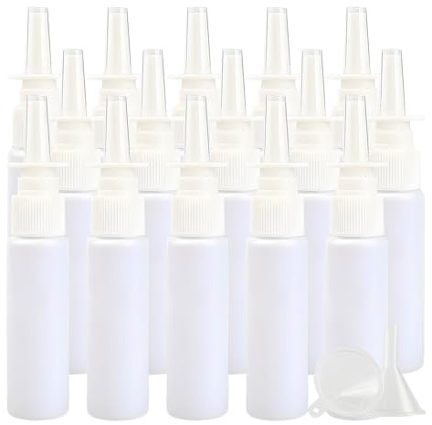 PQPAUTY 100 Pièces Flacon Pulvérisateur Nasal 30ml Blanc, Petit Flacon Vaporisateur Rechargeable en Plastique, Spray Nasal Vide pour Huiles Essentielles, Solution Saline, Voyage et Maison