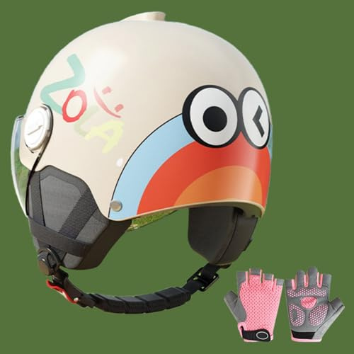 Casco Per Ciclomotore Per Bambini, Casco Da Motociclista Per Bambini Con Visiera Parasole, Casco Per Scooter Per Bambini Dai 3 Ai 12 Anni, Omologato ECE 22.06 I,45-55cm