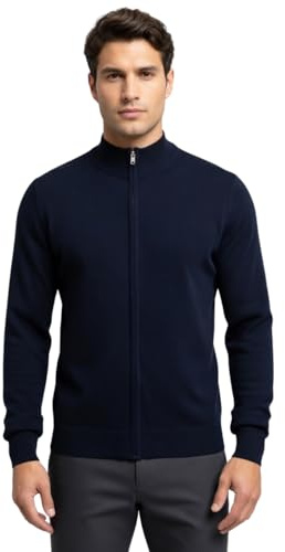 kraftd Mens Sweatshirt Zip Full Zip Funnel Neck Knitted Cardigan Long Sleeve Casual Lightweight Knitwear Sweater Sweatshirts with Ribbed Cuffs