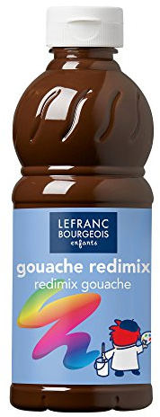 Lefranc Bourgeois 188016 flytande Tempera Redimix färg, lysande vattenbaserad gouacheffärg, hög täckförmåga, utmärkta målningsegenskaper, klar att använda, 500 ml flaska – bränd umbra