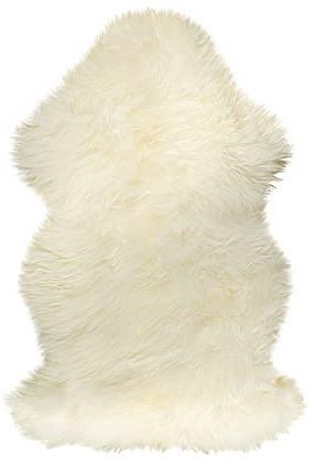 Natural Sheepskin Rug with Thick and Lush 2.5 Inch Pile | Fluffy, Hypoallergenic Sheep Fur Rug with Anti-Skid Back | 2 x 3 ft Small Sheepskin Wool Area Rugs, Natural