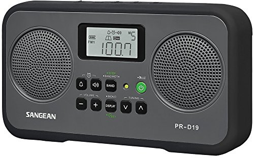 Sangean PR-D19BK FM Stereo/AM Digital Tuning Portable Radio with Protective Bumper (Gray/Black)