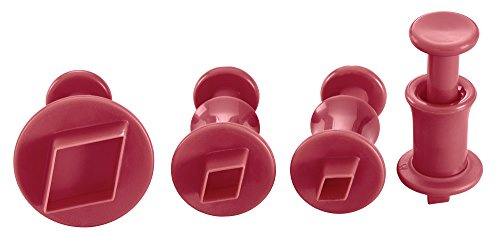 Lurch 86104 Ausstecher mit Auswerfer Diamant 4er Set aus Kunststoff, Rubinrot