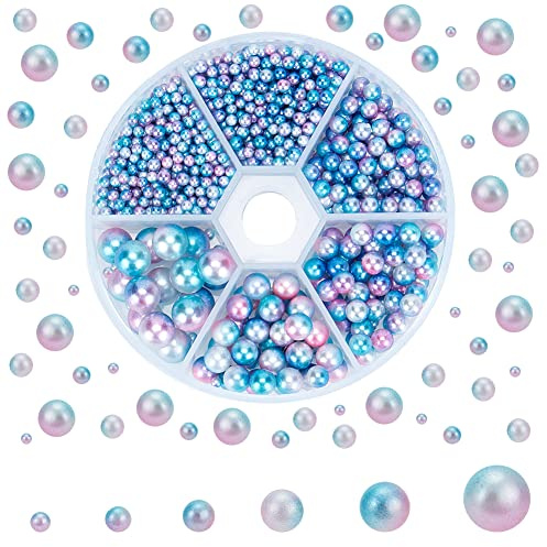 PH PandaHall 1800pcs 6 Größen Vase Füller Perlen, 2,5/3/4/5/6/8mm Acryl Perlen schwimmende Perle keine Loch Bastelperlen Füller Make-up Pinsel Halter Party Dekor, Blau