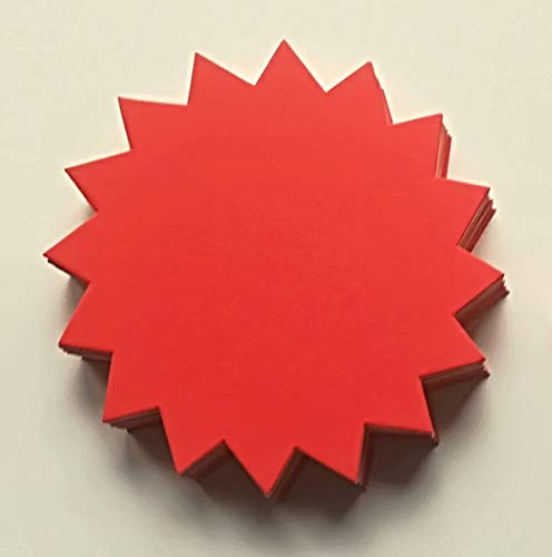 50 Rund - Sterne - Preisschilder aus Karton rot 7,5 cm Durchmesser 380g/qm Werbesymbole für Räumungsverkauf