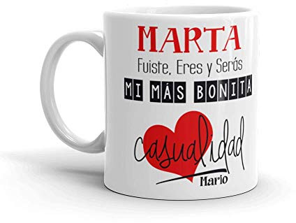 Kembilove Taza de Café Pareja – Taza de Desayuno Eres mi mas bonita Casualidad Rojo con nombre Personalizado – Taza de Café y Té para Enamorados – Tazas para Parejas de 350 ml San Valentín