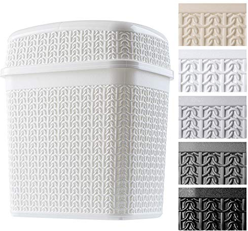 KADAX Secchio cosmetico fatto di plastica, bidone dei rifiuti con coperchio altalena, contenitore per rifiuti, bidone della spazzatura per bagno, cucina, (5L, bianco)