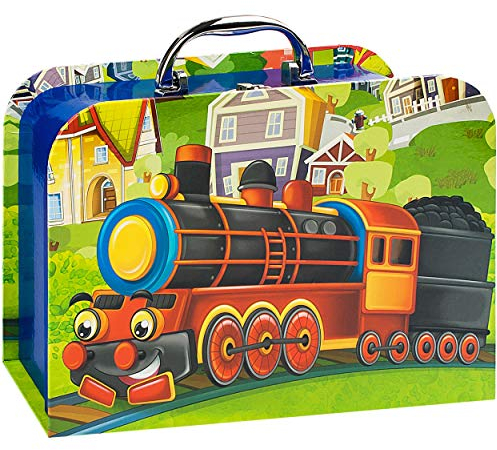 alles-meine.de GmbH Kinderkoffer/Koffer - GROß - lustige Eisenbahn - für Spielzeug und als Geldgeschenk - Mädchen & Jungen - Kinder & Erwachsene - Pappe Karton - Pappkoffer - P..