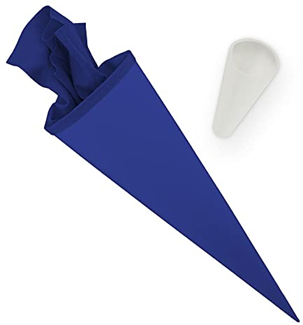 itenga Set Bastelschultüte rund 70 cm inkl. Spitzenschutz - Schultüte Zuckertüte Rohling 1. Schuljahr (Blau)