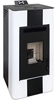 EIDER BIOMASA - Stufa a pellet 15 Kw ENERGY CANALIZZATA - Basso consumo - 15 kg Capacità - Silenziosa - Vetro pulito - Autonoma - Copre 320 M3 - Design bianco