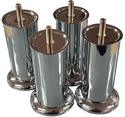 Just Accessories Luxury Quality Chrome Legs Furniture Feet For Sofas - Beds - Chairs Stools 50-120mm + M8 T Nuts (4, 120mm)