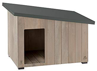 Ferplast Hundehütte kleine Hunde ARGO 50 aus FSC-Holz, Hundehaus Outdoor Wetterfest, Isolierende Kunststofffüße, 59 x 43 x h 45 cm.
